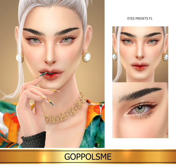 Alpha GPME GOLD EYES PRESETS F1 by simsfinds - The Sims 4 Custom Content