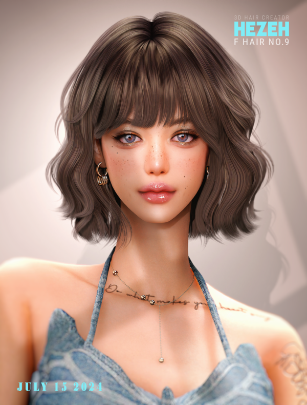 Alpha [Hezeh]FHair_No9 by hezeh - The Sims 4 Custom Content