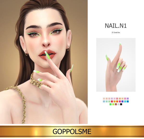 Alpha GPME GOLD Fingernail N1 by simsfinds - The Sims 4 Custom Content