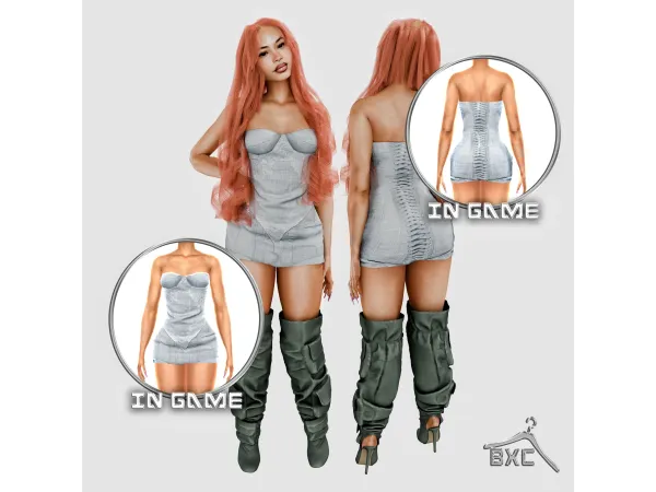 Alpha FANCI CLUB ICE SPICE DRESS by Baddiexsimmer - The Sims 4 Custom Content