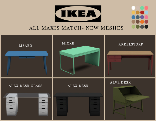 Mix IKEA DESKS by simsfinds - The Sims 4 Custom Content