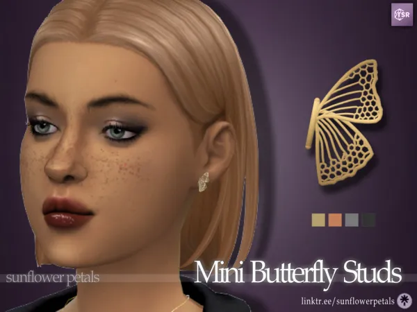 Mix Mini Butterfly Earrings by sunflowerpetals - The Sims 4 Custom Content
