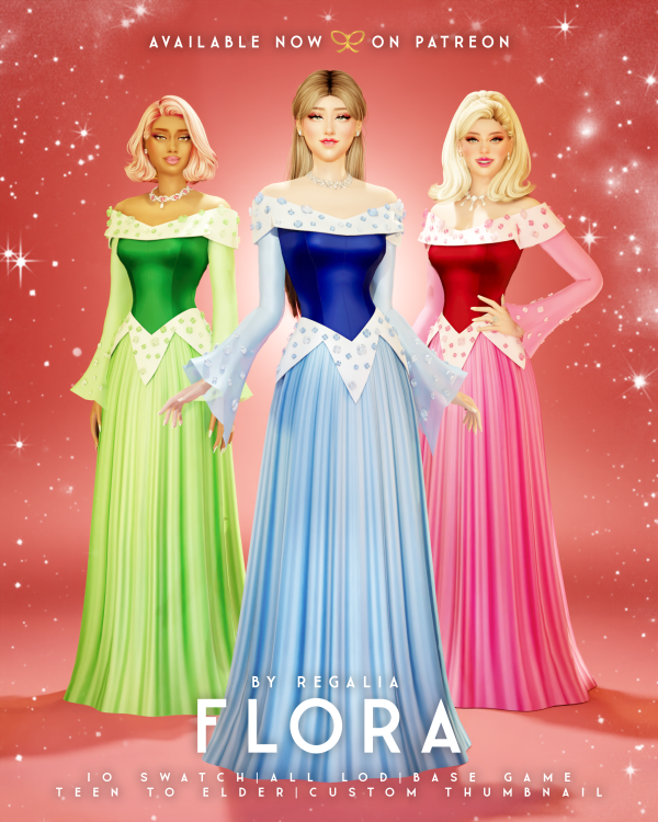 Mix FLORA DRESS by simsfinds - The Sims 4 Custom Content