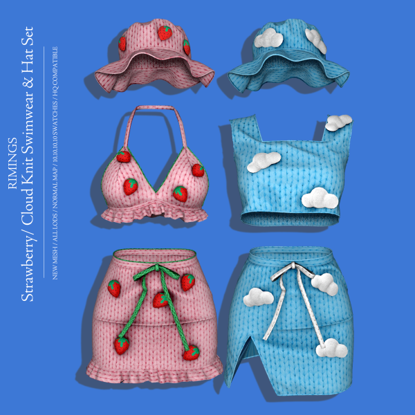 Alpha [RIMINGS] Knit Swimwear Hat Set by simsfinds - The Sims 4 Custom Content