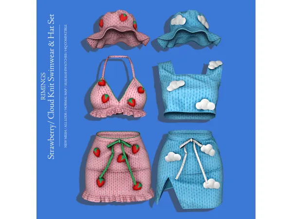 Alpha [RIMINGS] Knit Swimwear Hat Set - The Sims 4 Custom Content