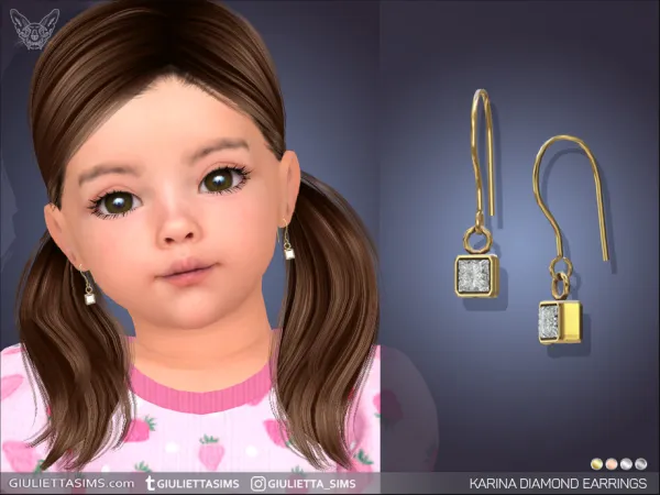 Alpha Karina Diamond Drop Earrings For Toddlers by feyona - The Sims 4 Custom Content
