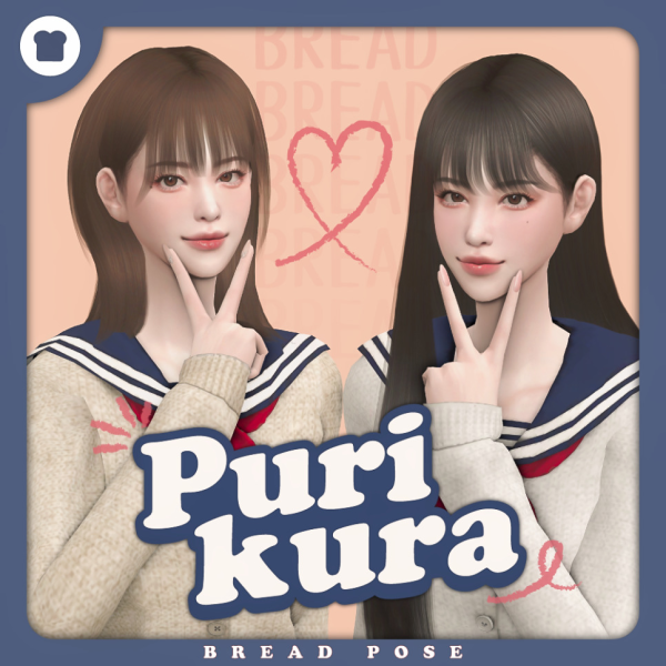 Alpha [BREAD] Purikura Pose by simsfinds - The Sims 4 Custom Content