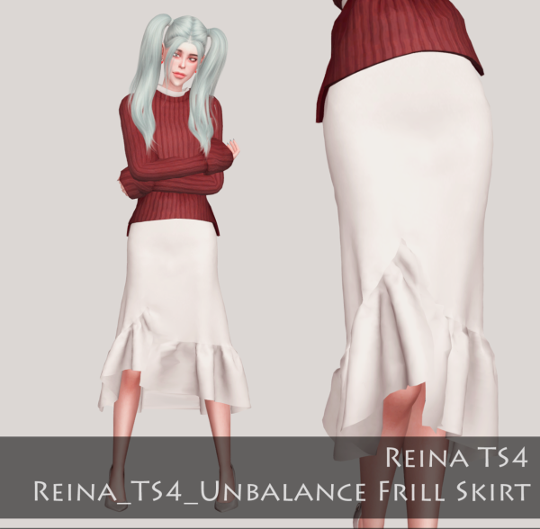 Alpha Reina Unbalance Frill Skirt by simsfinds - The Sims 4 Custom Content