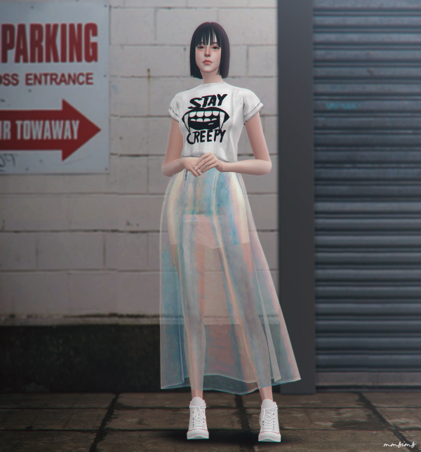 Alpha MMSIMS af Seoul city lights skirt by simsfinds - The Sims 4 Custom Content