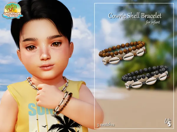 Alpha Vacation Vibes Cowrie Shell Bracelet for infant by wisteriasims - The Sims 4 Custom Content