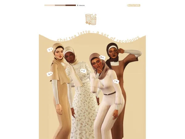 Maxis Match chai tea latte recolours - The Sims 4 Custom Content