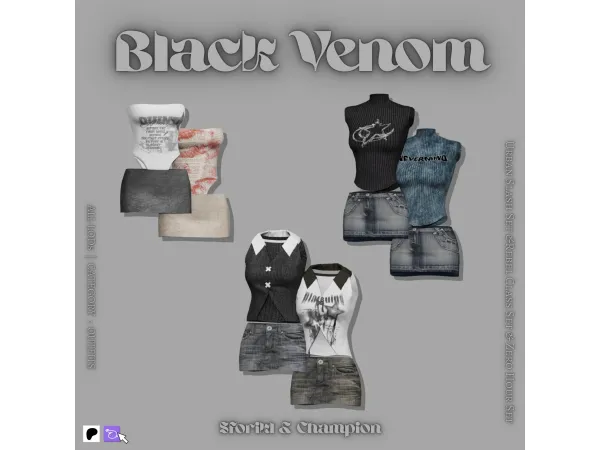 Alpha u3010Sforikl Championu3011 Black Venom series - The Sims 4 Custom Content