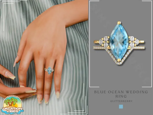 Alpha Ocean Blue Wedding Ring by thesimsresource - The Sims 4 Custom Content
