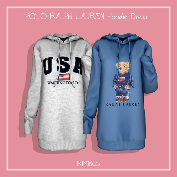 Alpha [RIMINGS] POLO RALPH LAUREN Hoodie Dress by simsfinds - The Sims 4 Custom Content