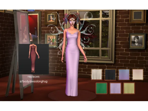 deedee sims 4t2 SP32 Dress Silk Long edit as afbodydresslonghug DR by simsfinds - The Sims 2 Custom Content