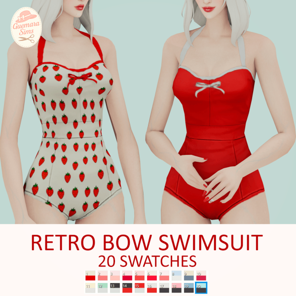 Maxis Match Retro Bow Swimsuit by simsfinds - The Sims 4 Custom Content