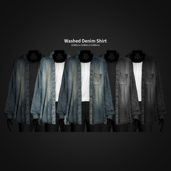 Alpha Washed Denim Shirt by simsfinds - The Sims 4 Custom Content