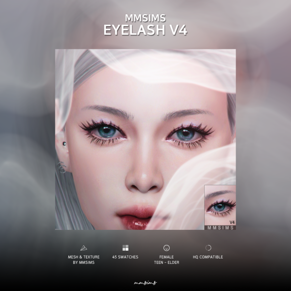 Alpha MMSIMS Eyelash v4 by simsfinds - The Sims 4 Custom Content