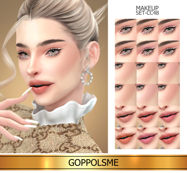 Alpha GPME GOLD MAKEUP SET CC48 by simsfinds - The Sims 4 Custom Content