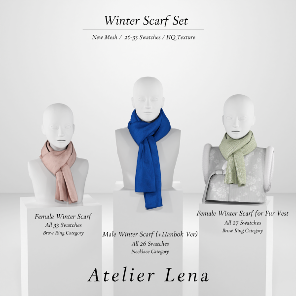 Alpha [Atelier Lena X BDD] Winter Scarf Set by simsfinds - The Sims 4 Custom Content
