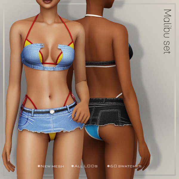 Alpha Belaloallure Denim Rush collection Malibu by simsfinds - The Sims 4 Custom Content