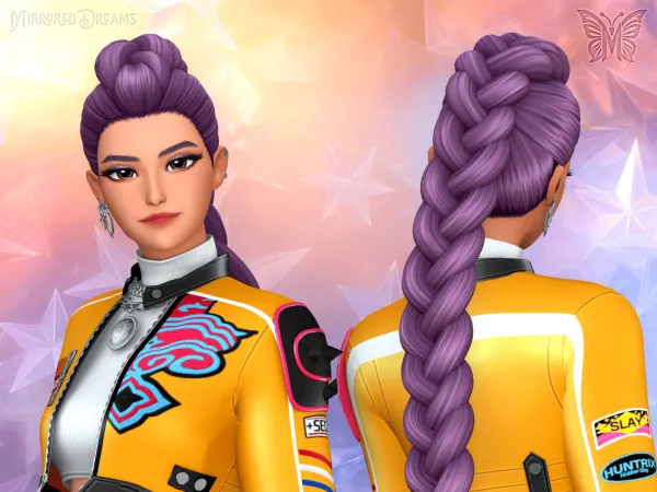 Mix Rumi Hair Huntrix Earring Golden Accessory Kpop Demon Hunters by mirroreddreamscc - The Sims 4 Custom Content