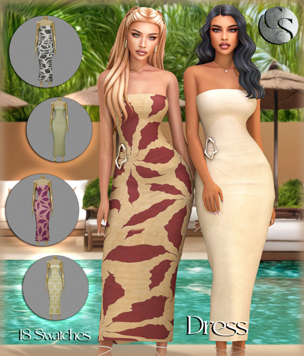 Alpha camuflaje havana heat collection Dress by simsfinds - The Sims 4 Custom Content