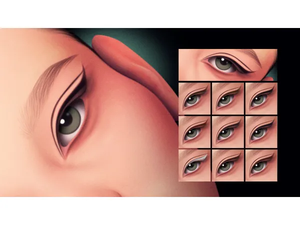 Mix MINIMAL WING EYELINER MC08 V1 by Cosimetic - The Sims 4 Custom Content