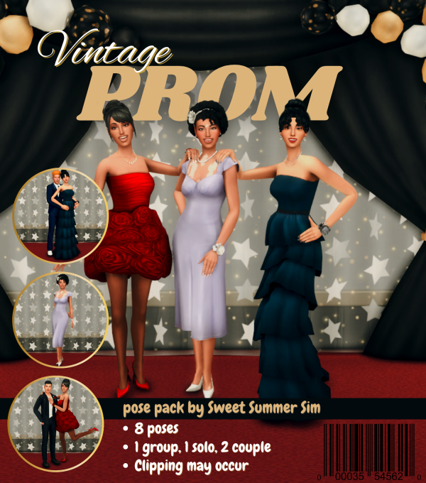 Mix Vintage Prom Pose Pack by simsfinds - The Sims 4 Custom Content