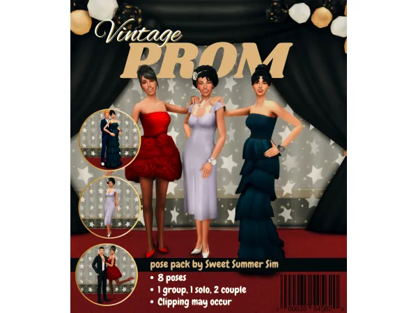 Vintage Prom Pose Pack by SweetSummerSim