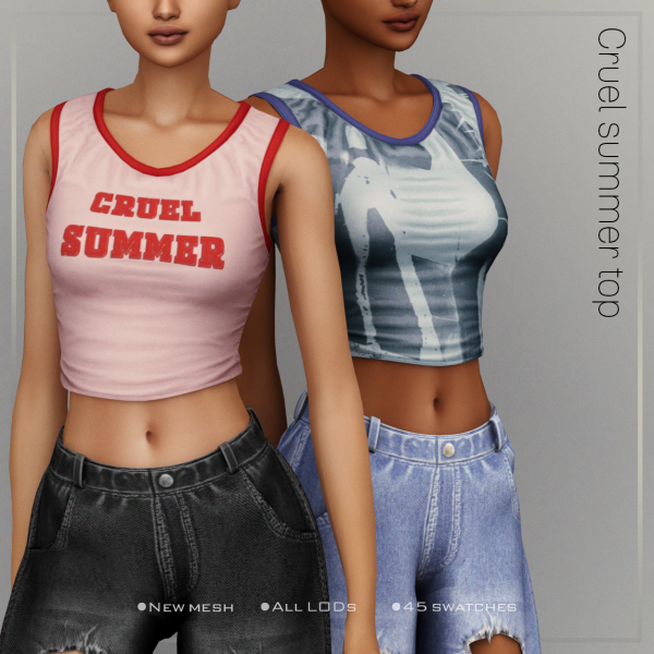 Alpha Belaloallure Denim Rush collection Cruel Summer by simsfinds - The Sims 4 Custom Content
