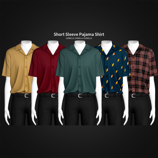 Alpha Short Sleeve Pajama Shirt by simsfinds - The Sims 4 Custom Content