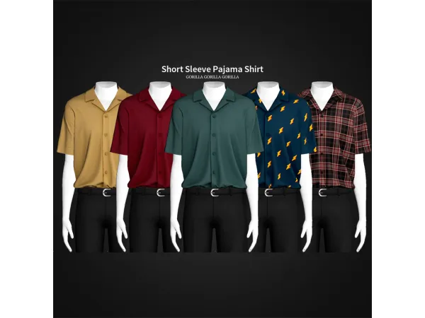 Alpha Short Sleeve Pajama Shirt by Gorilla Gorilla Gorilla - The Sims 4 Custom Content