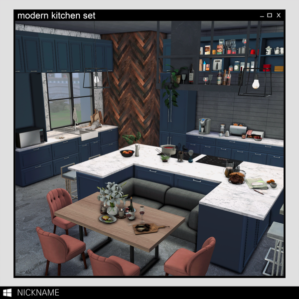Mix modern kitchen set by simsfinds - The Sims 4 Custom Content