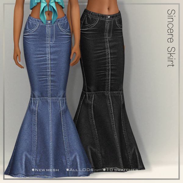 Alpha Belaloallure Denim Rush collection Sincere Skirt by simsfinds - The Sims 4 Custom Content