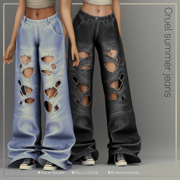 Alpha Belaloallure Denim Rush collection Cruel Summer Jeans by simsfinds - The Sims 4 Custom Content
