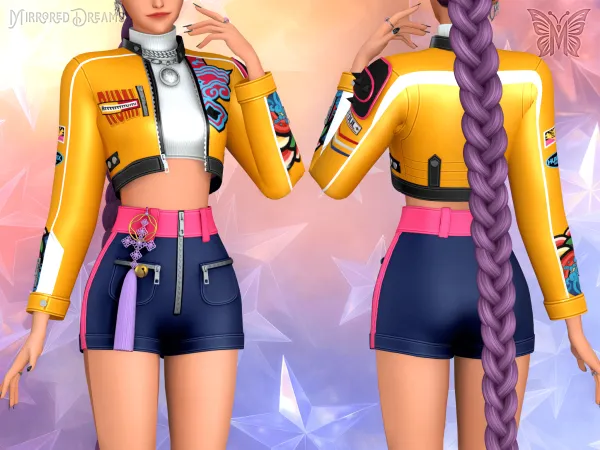 Mix Rumi Outfit Huntrix Nails Rings Kpop Demon Hunters by mirroreddreamscc - The Sims 4 Custom Content