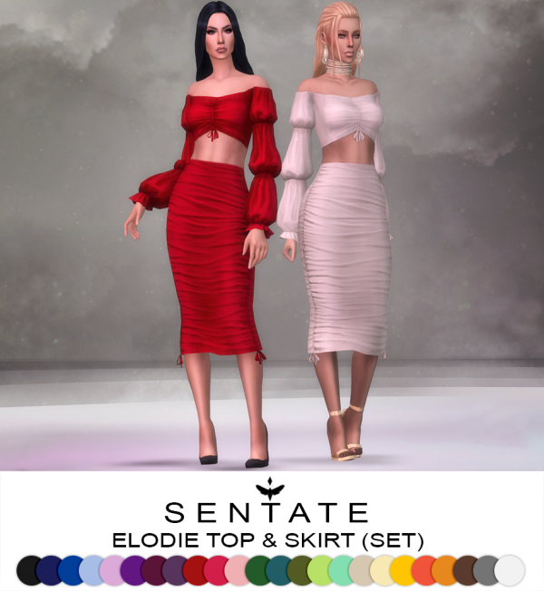Maxis Match Elodie Top Skirt set by simsfinds - The Sims 4 Custom Content