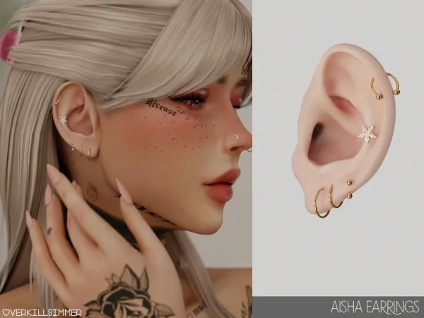 Alpha Aisha earrings by overkillsimmer - The Sims 4 Custom Content