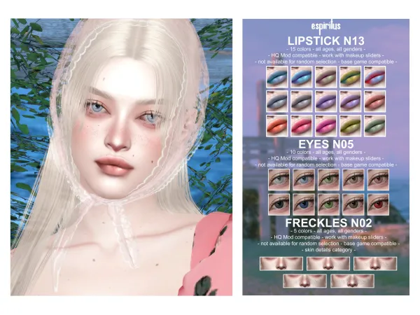 Alpha espiritus lipstick n13 eyes n05 freckles n02 by simsfinds - The Sims 4 Custom Content