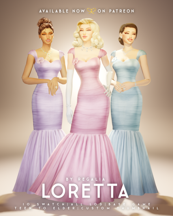 Maxis Match LORETTA DRESS by simsfinds - The Sims 4 Custom Content