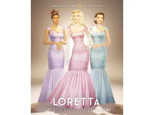 Maxis Match LORETTA DRESS by simsregalia - The Sims 4 Custom Content