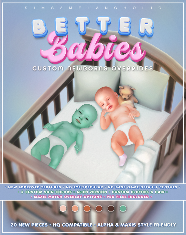 Mix BETTER BABIES CUSTOM NEWBORNS OVERRIDES by simsfinds - The Sims 4 Custom Content