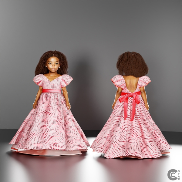 Alpha Toddler Satin Gown with Puff Sleeves cool_content_star by cool_content_star - The Sims 4 Custom Content