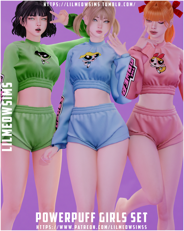 Alpha PowerPuff Set by liilmeowsims - The Sims 4 Custom Content
