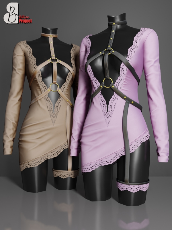 Alpha BillionProject Feby Short Dress by billion_project666 - The Sims 4 Custom Content