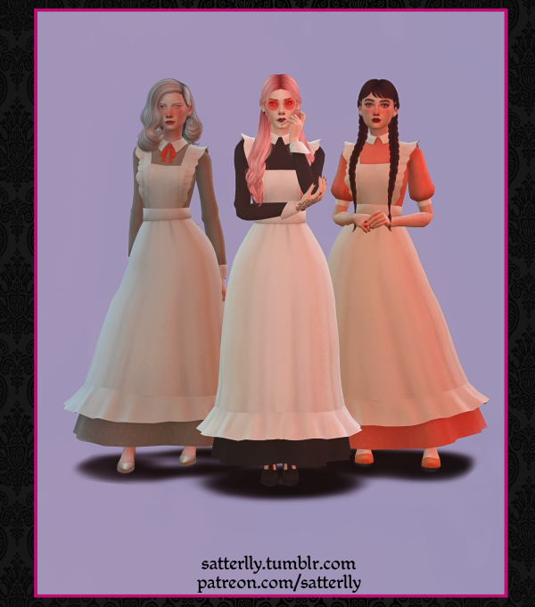 Maxis Match Set of Three Maid dresses by simsfinds - The Sims 4 Custom Content