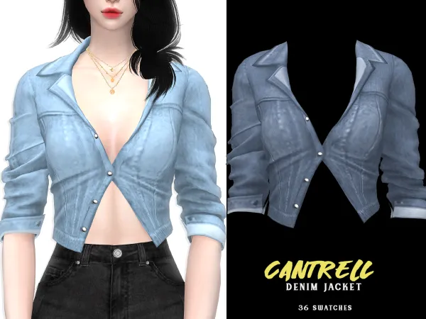 Alpha Cantrell Denim Jacket by grafity-cc - The Sims 4 Custom Content