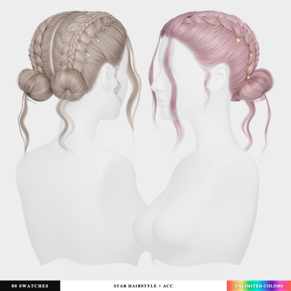 Alpha Star Hairstyle V2 Stars Acc by simsfinds - The Sims 4 Custom Content
