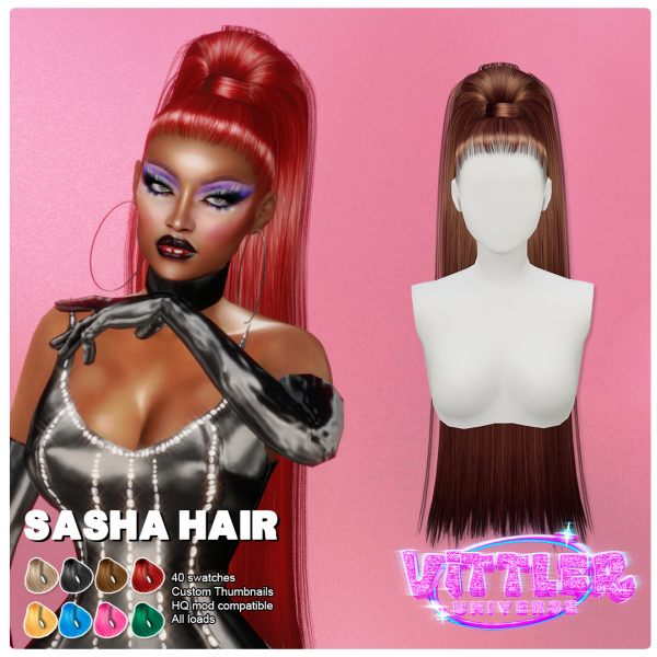 Alpha Sasha Female Hair by simsfinds - The Sims 4 Custom Content